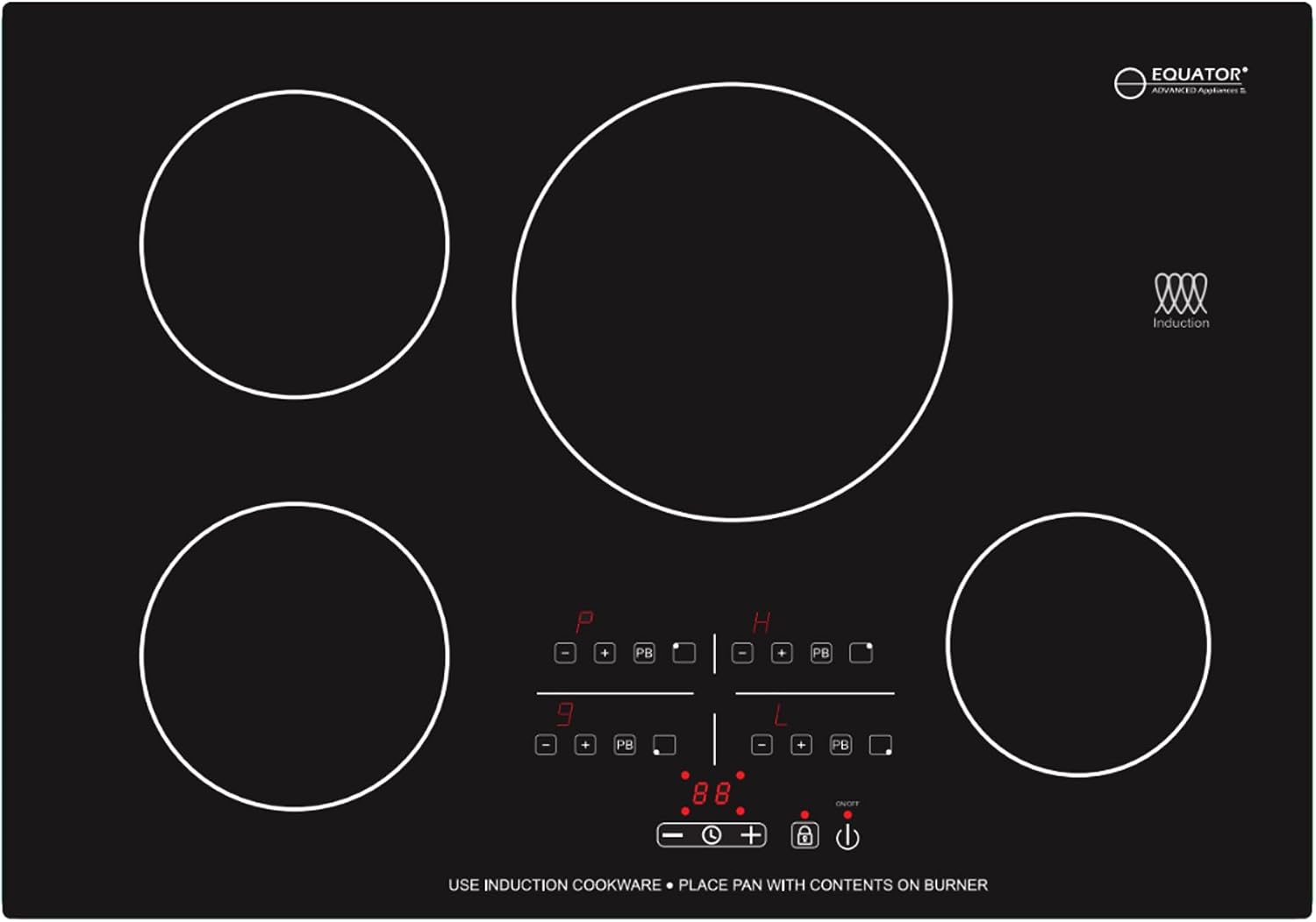 Equator 30' Modern Built-in Stainless Steel Induction Cooktop 4 Burner