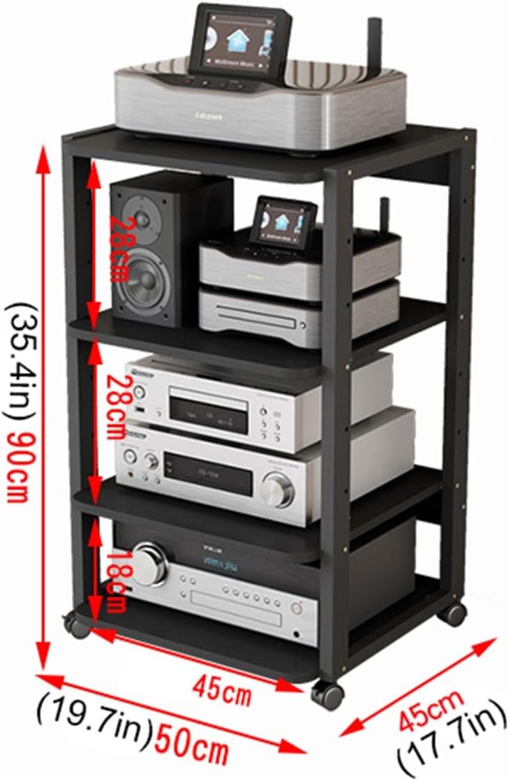 Entertainment Center for TV, Audio Video Components, Stereo Equipment, Gaming Consoles - Media Stand with Open Storage Shelves for Streaming Devices