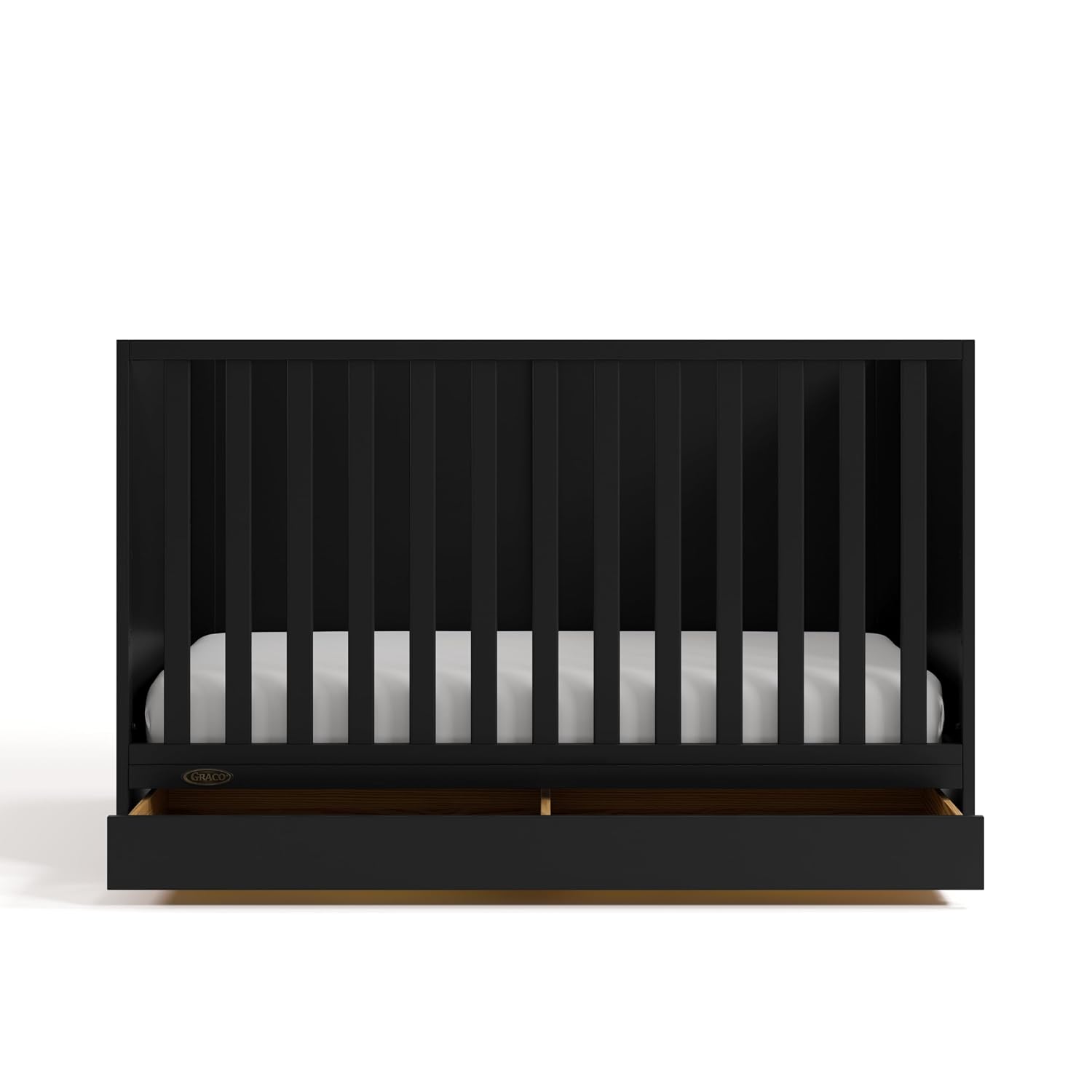 Graco Theo 3-in-1 Convertible Crib with Storage Drawer – GREENGUARD Gold Certified Baby Crib Crafted from Wood, Converts to Toddler Bed, Daybed, and Full-Size Bed (Black)