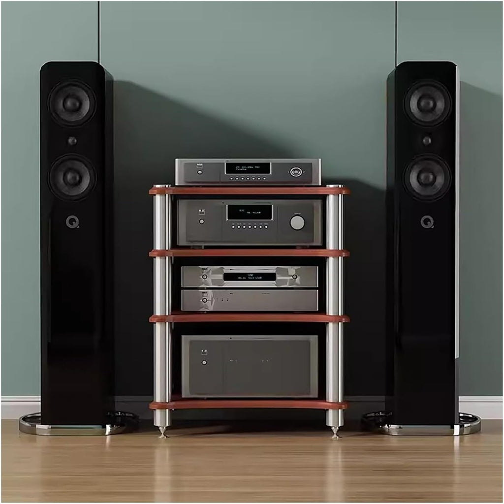 Audio Video Equipment Rack, Media Stand for Record Player, Turntable, Speaker, Gaming Console, Home Theater Storage Unit
