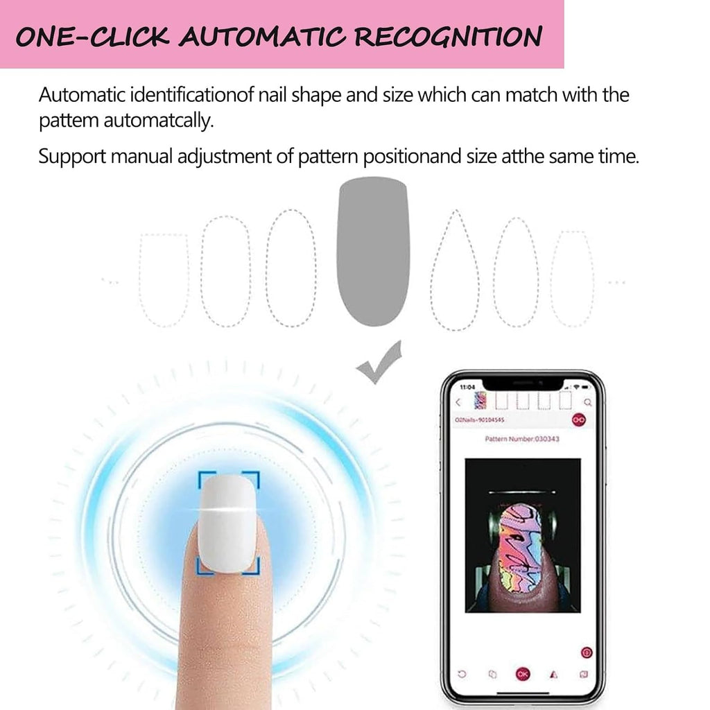 3D Nail Printer Robot Nail Painting Machine, Digital Intelligent Art Printers for Kids/Nails Salon/Manicure/Nails Lovers, Camera Identification, Over 1000 Pictures, 30s Done
