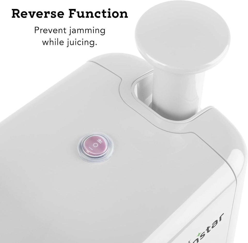 Tribest Greenstar 5 GS5 All Stainless Steel Twin Gear Cold Press Masticating Juicer with Easy Clean Housing, Screen Cleaning Tool and Glass Pitcher, White