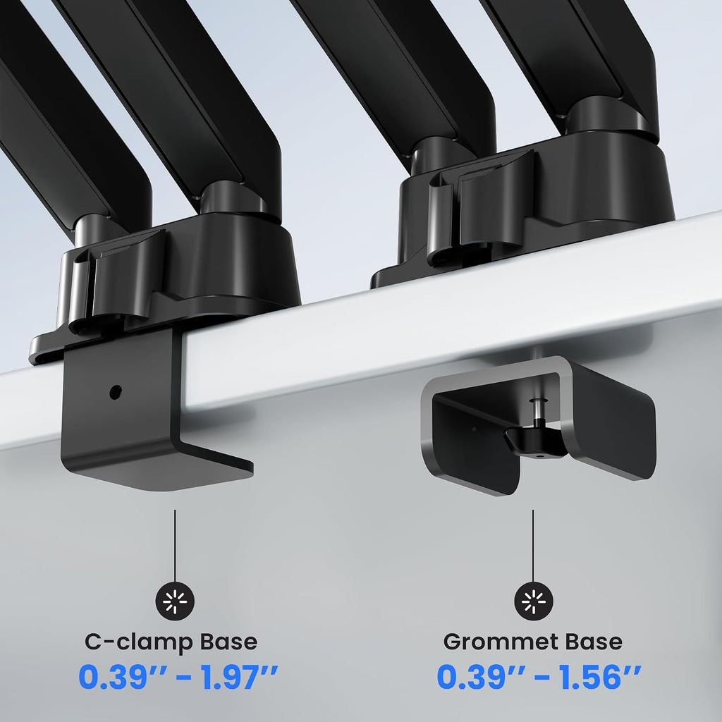 EVEO Premium Dual Monitor Mount 14'-32' Dual Monitor Arm VESA Bracket Adjustable Height Gas Spring Dual Monitor Stand, Screen Full Motion Dual Monitor Arm-Computer Monitor Stand for 2 Screens - Black
