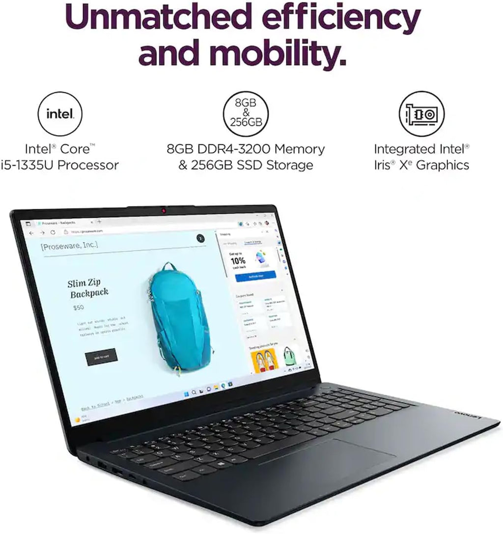 Lenovo Ideapad, 15.6' FHD Touchscreen Laptop, 13th Gen Intel Core i5-1335U 10-core Processor, 12GB RAM, 512GB SSD, Intel Iris Xe Graphics, Wi-Fi 6, Windows 11 Home, Abyss Blue, EAT 16GB USB Pen