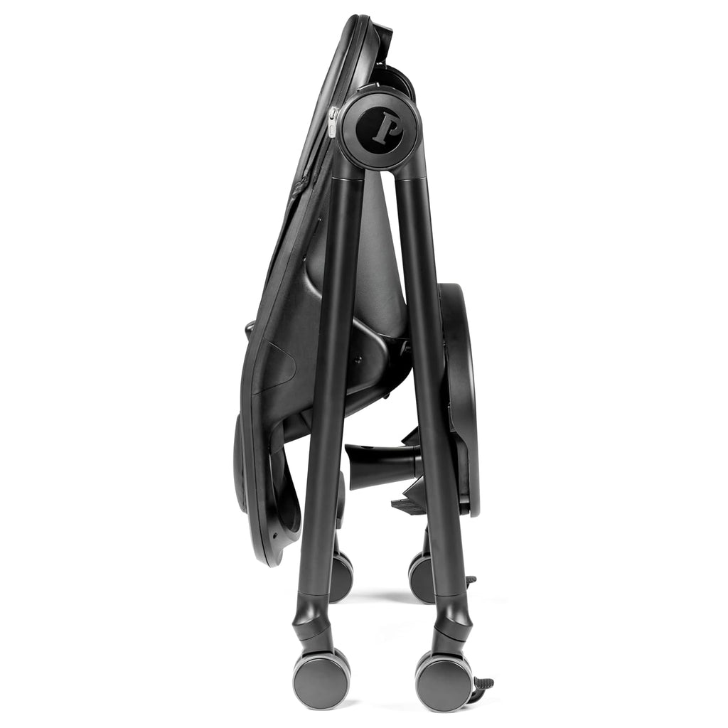 Peg Perego Living, Grow with Baby Folding High Chair & Recliner, Height Adjustable, Quick Clean & Easy Push Wheels for Babies & Toddlers, Made in Italy, True Black