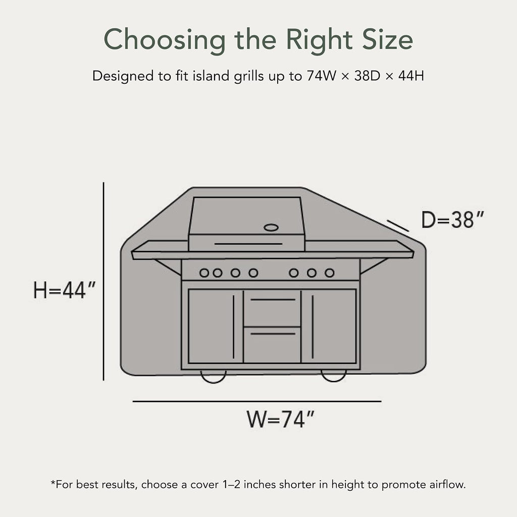 Covermates Elite Island Grill Cover - Weather-Resistant BBQ Grill Protection, Heavy-Duty Outdoor Cover with Mesh Vents for Year-Round All-Weather Durability, 74 Inch, Khaki