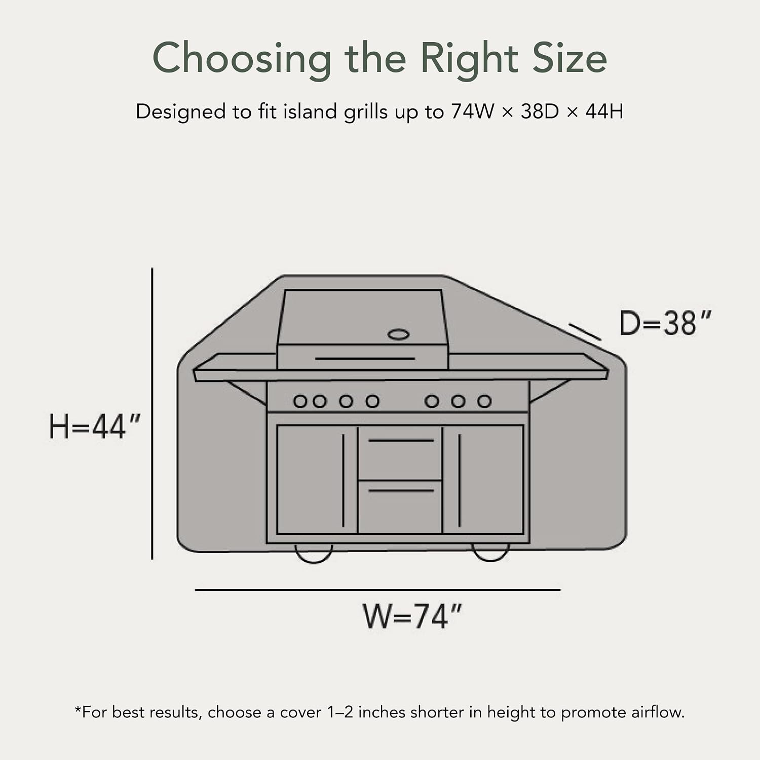 Covermates Elite Island Grill Cover - Weather-Resistant BBQ Grill Protection, Heavy-Duty Outdoor Cover with Mesh Vents for Year-Round All-Weather Durability, 74 Inch, Khaki