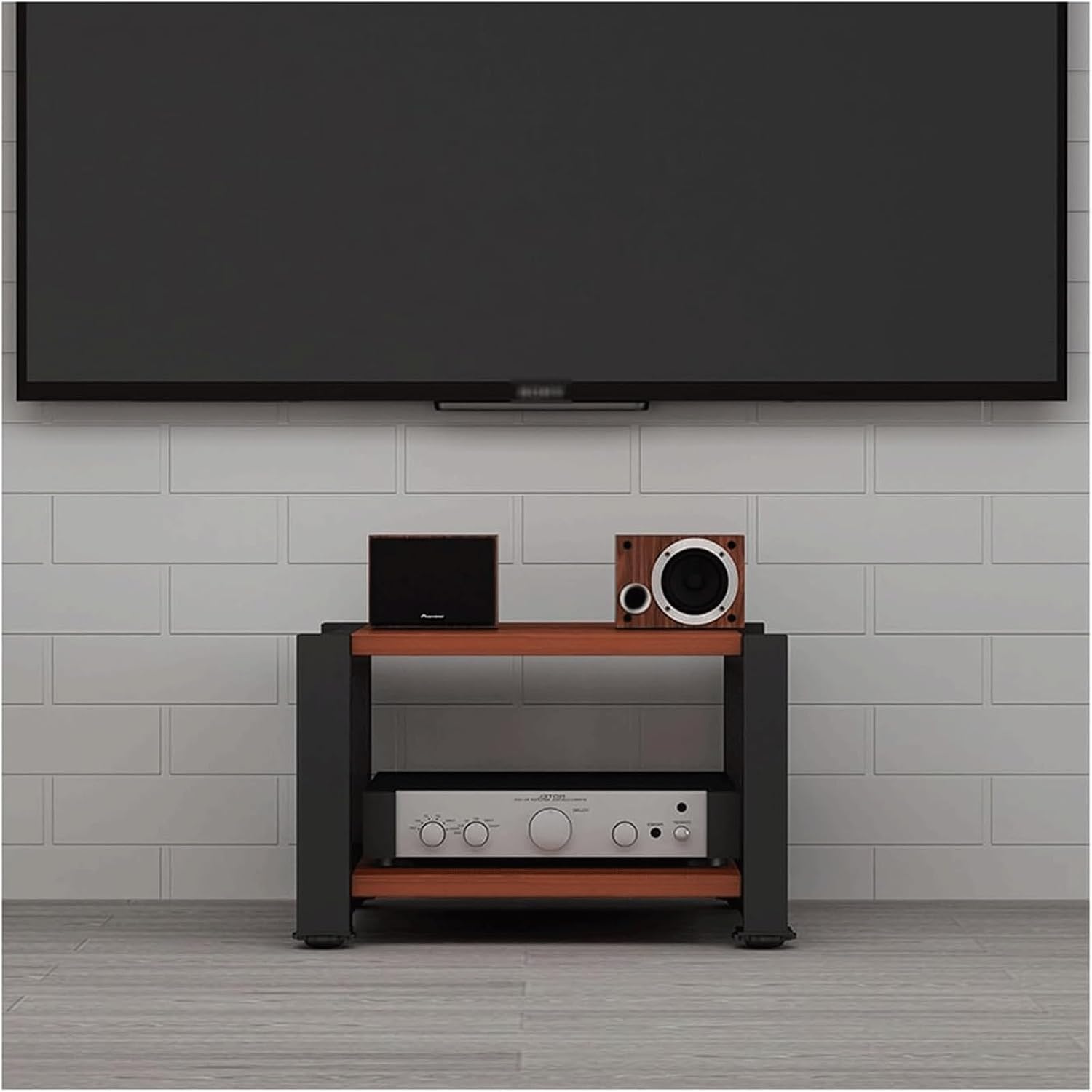Audio Rack Stereo Rack Wooden Audio Equipment Rack Audio Open Rack Cabinet HiFi Rack Audio-Video Shelving Audio Component Rack(Rot,2 Tier)