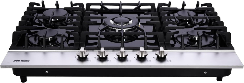 30 Inch Gas Cooktop, Built-in Tempered Glass 5 Burners Gas Stovetop LPG/NG Convertible Gas Stove Top Dual Fuel Gas Hob DM5188-01
