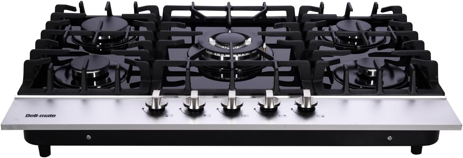 30 Inch Gas Cooktop, Built-in Tempered Glass 5 Burners Gas Stovetop LPG/NG Convertible Gas Stove Top Dual Fuel Gas Hob DM5188-01