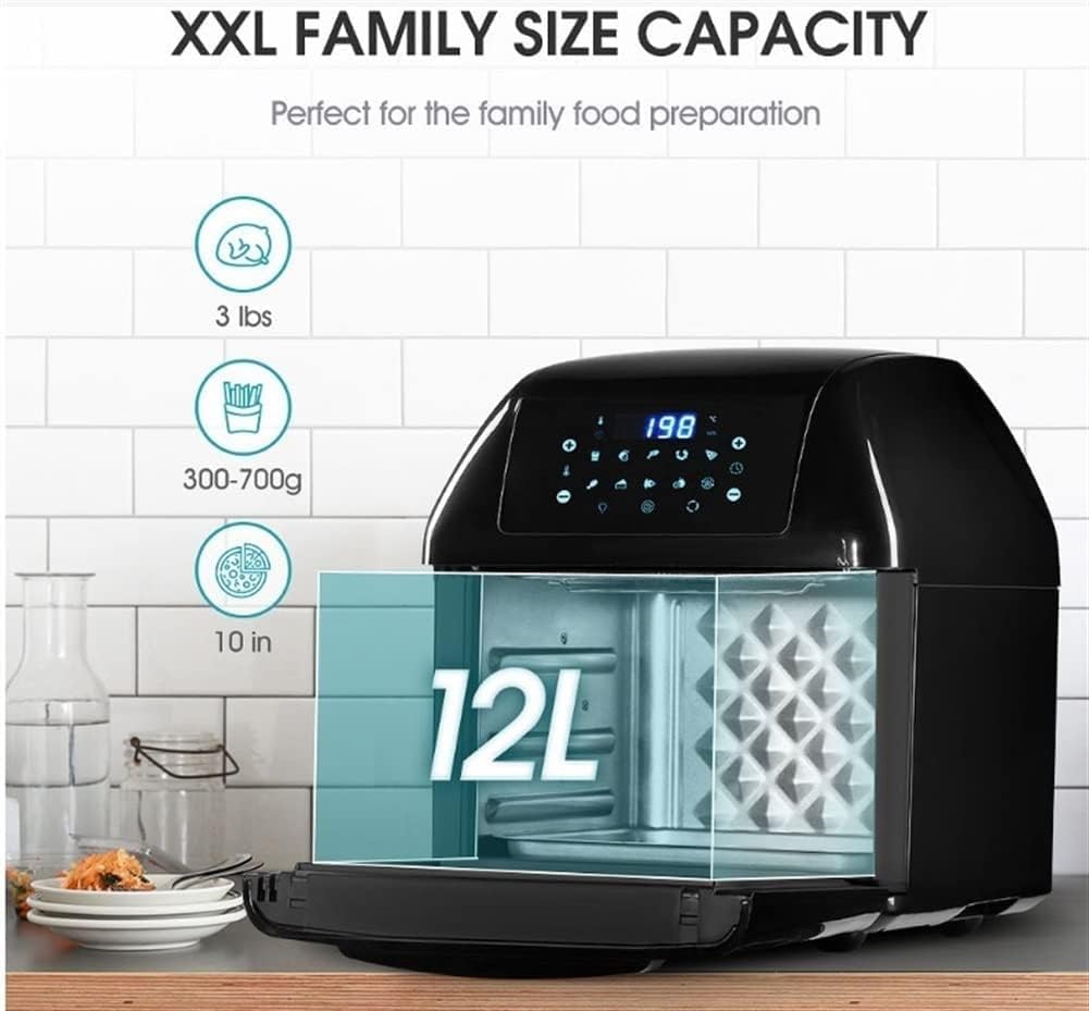 Air Fryer Oven, 12.7QT Air Fryer Toaster Oven, Countertop Convection Oven Combo with One-Touch Cooking 10 Presets, Digital Screen, 1500W, Black