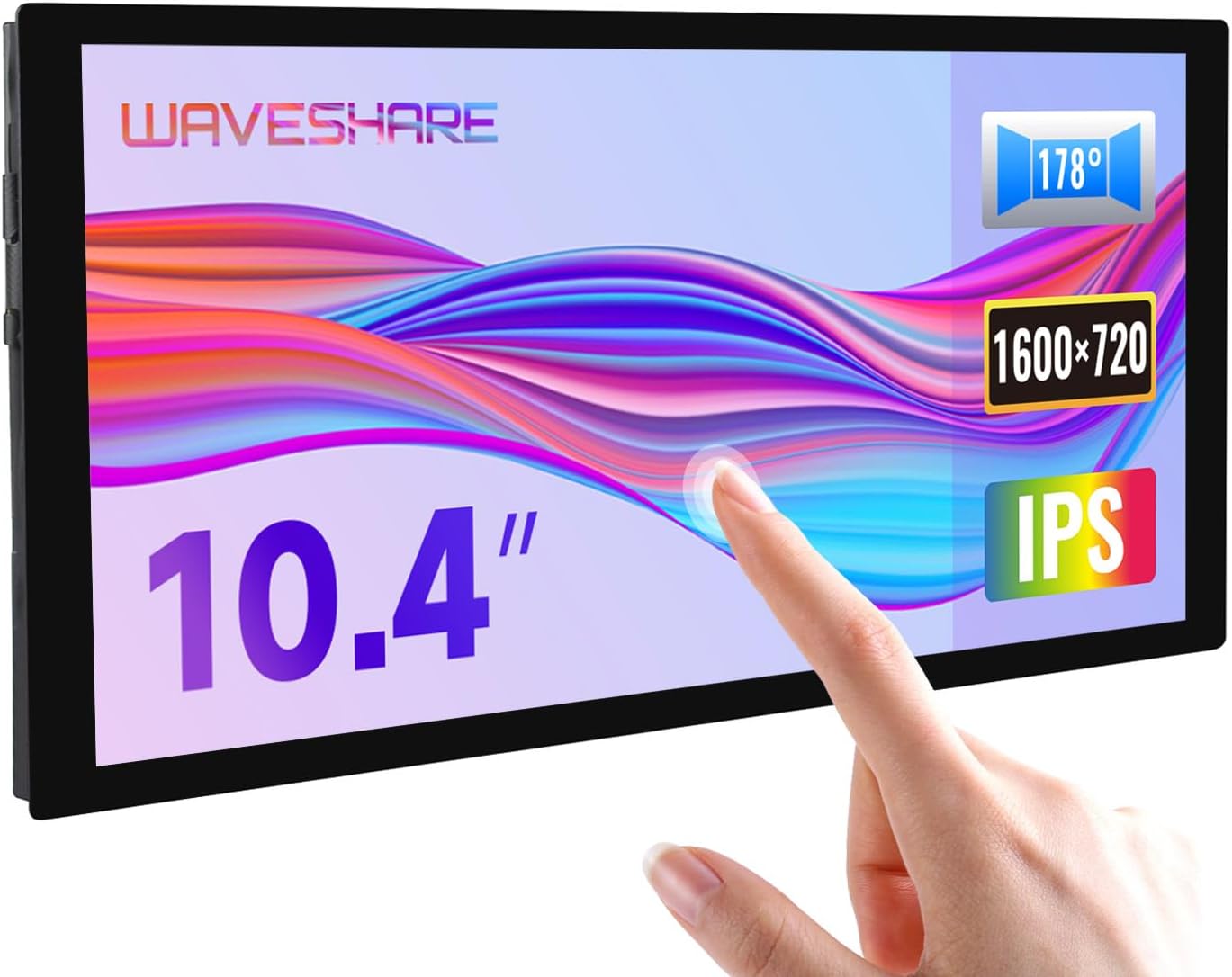 waveshare 10.4inch QLED Quantum Dot Display, 1600×720 Resolution, Compatible with Raspberry Pi 5/4B/3B/Zero/Zero W/Zero 2W/Pico/Pico W/Pico WH, Jetson Nano and PC