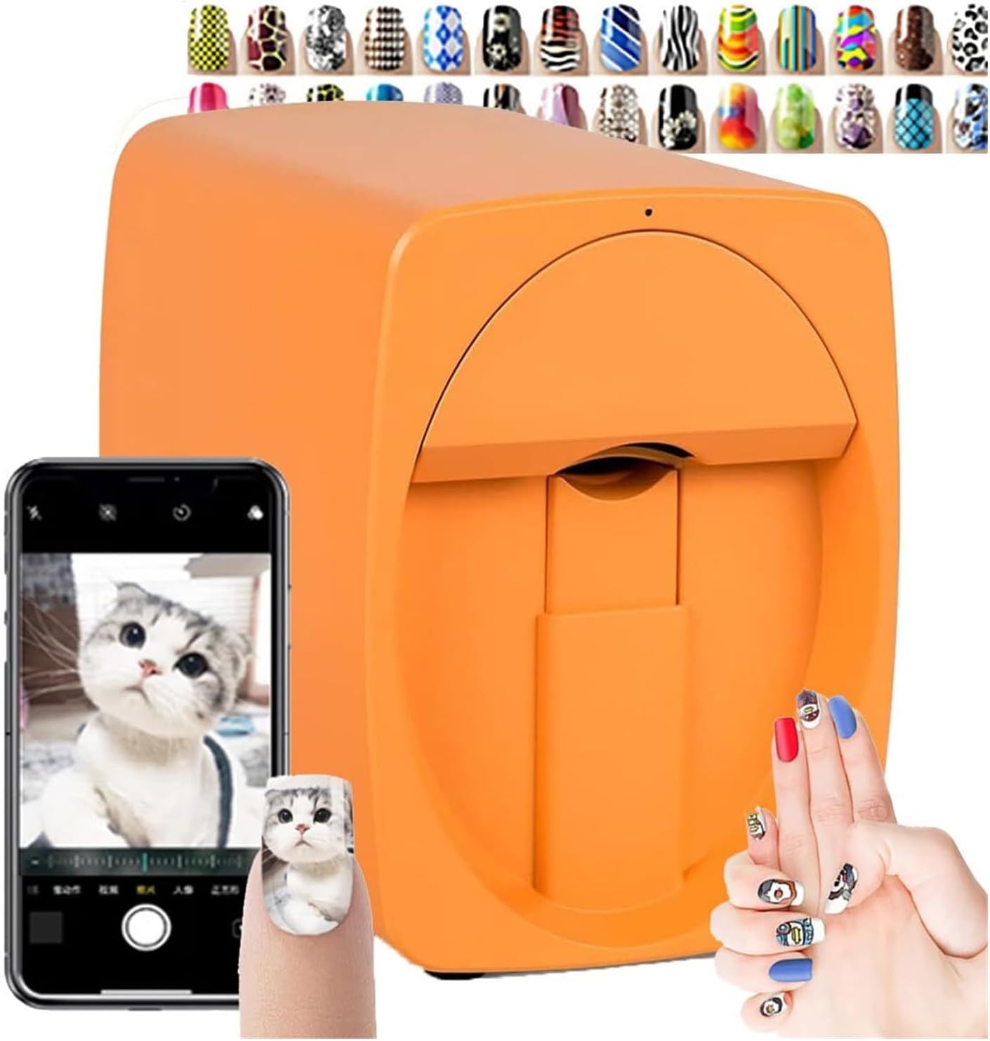 3D Smart Automatic Nail Printer Machine,Nail Art Printer, Support WiFi/DIY/USB, Multifunction Portable Mobile Nail Painting Machine for Kid/Nail Studio/Manicurist/Nail