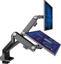 AVLT Dual Monitor Arm 17'-35' | Full Motion Desk Mount for 2 Flat/Curved Screens | Height Adjustable Swivel Tilt Rotation | Heavy-Duty VESA Mount with C-Clamp/Grommet & Cable Management – Black