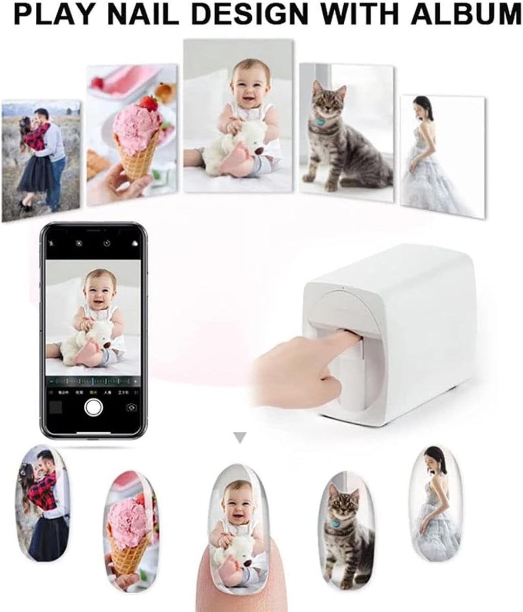 Nail Art Printer, 3D Automatic Nail Printer Machine, Self-Service Nail Art Machine, Portable Mobile Nail Painting Machine for Kid/Nail Studio/Manicurist/Nail Lovers Rosegold