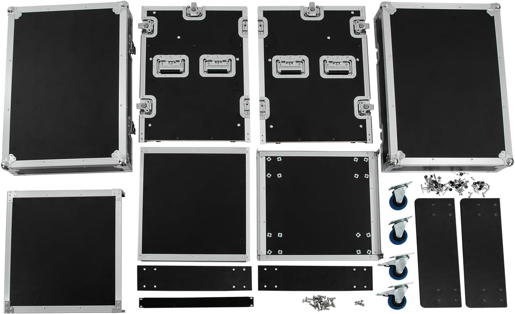 10U PA DJ Rack, 2 Tier Heavy Duty Pro DJ Mixer Stand, Audio Rack Rolling Equipment Rack Cabinet With 4 Wheels for Storing Electronic Equipment Such As Amplifiers, Mixers, Microphones, Sequencers Etc
