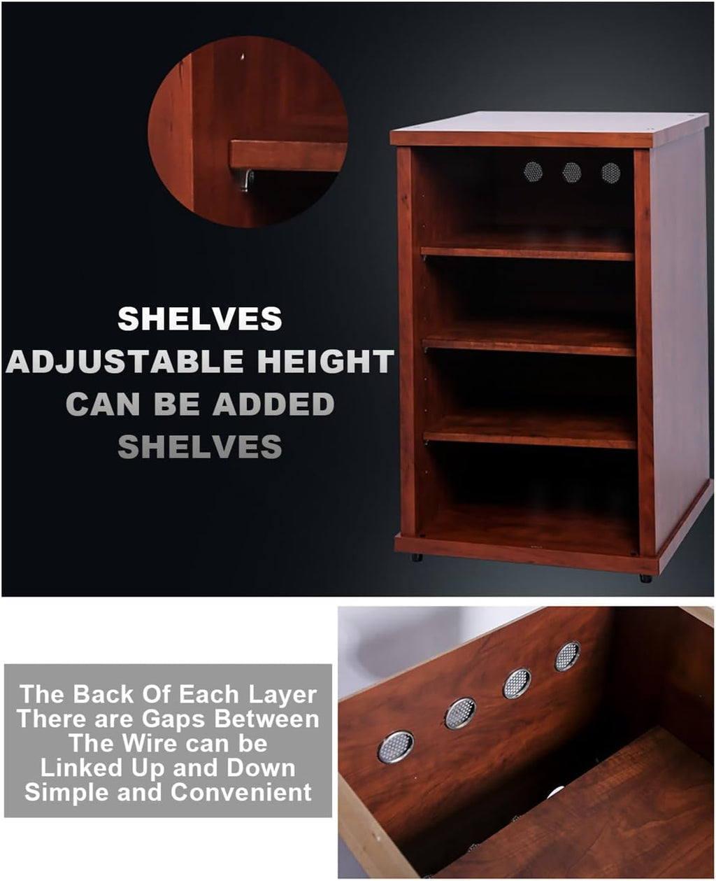 Wooden Media Cabinet & Stereo Stand - Stylish Record Player Shelf Audio Rack Tower (57x55x90cm) - Perfect for Home Theater & Vinyl Collection Storage
