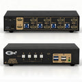 CKL KVM Switch Dual Monitor HDMI 4K@60Hz (2 Monitors 4 Computers 942HUA-3) for Home and Office to Console Desktops/Laptops, Support USB 3.0, Hot Key, Audio, Wireless Keyboard and Mouse