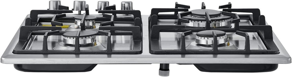 VEVOR 24 inch Gas Cooktop 4 Burners Gas Stove Top, Max 27000BTU Built-in Stainless Steel Stove Top LPG/NG Convertible Dual Fuel Cooktop Stoves with Thermocouple Protection for Kitchen Apartment Rvs