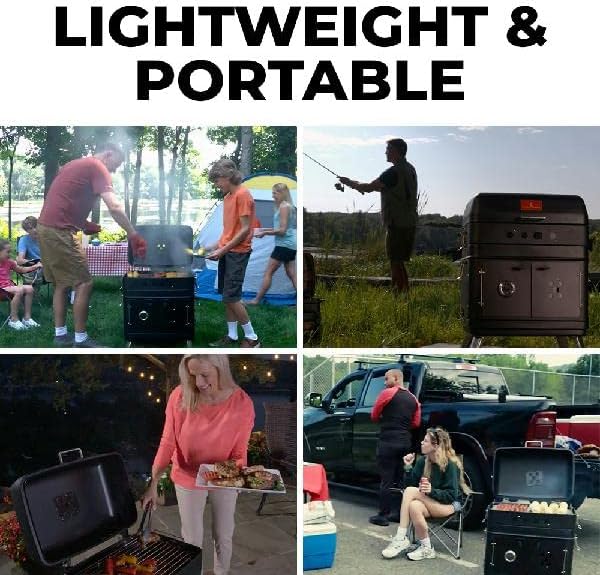 Emeril Lagasse Southern Cooker, Portable Outdoor Charcoal Grill & Meat Smoker Combo, Slow Cook, Oven Bake, for Backyard Patio, Barbecue & Tailgating, Black