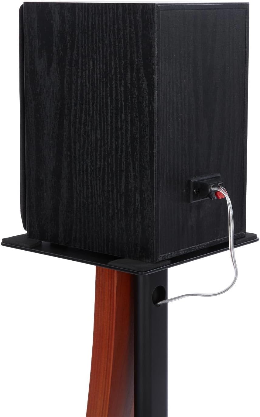 EXIMUS One Pair Fixed Height Universal Speaker Floor Stands with Real Wood - Cedar - 290 Series