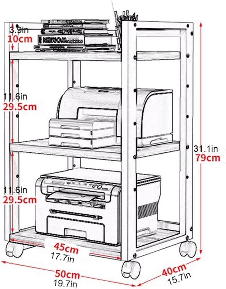 Printer Stand Printer Stand Office Supplies for Portable Storage Printer Desk with 4 Wheels & Lock Mechanism for Mini 3D Printer, H 79cm for Home,Office (Color : Black-2) (Black 1)