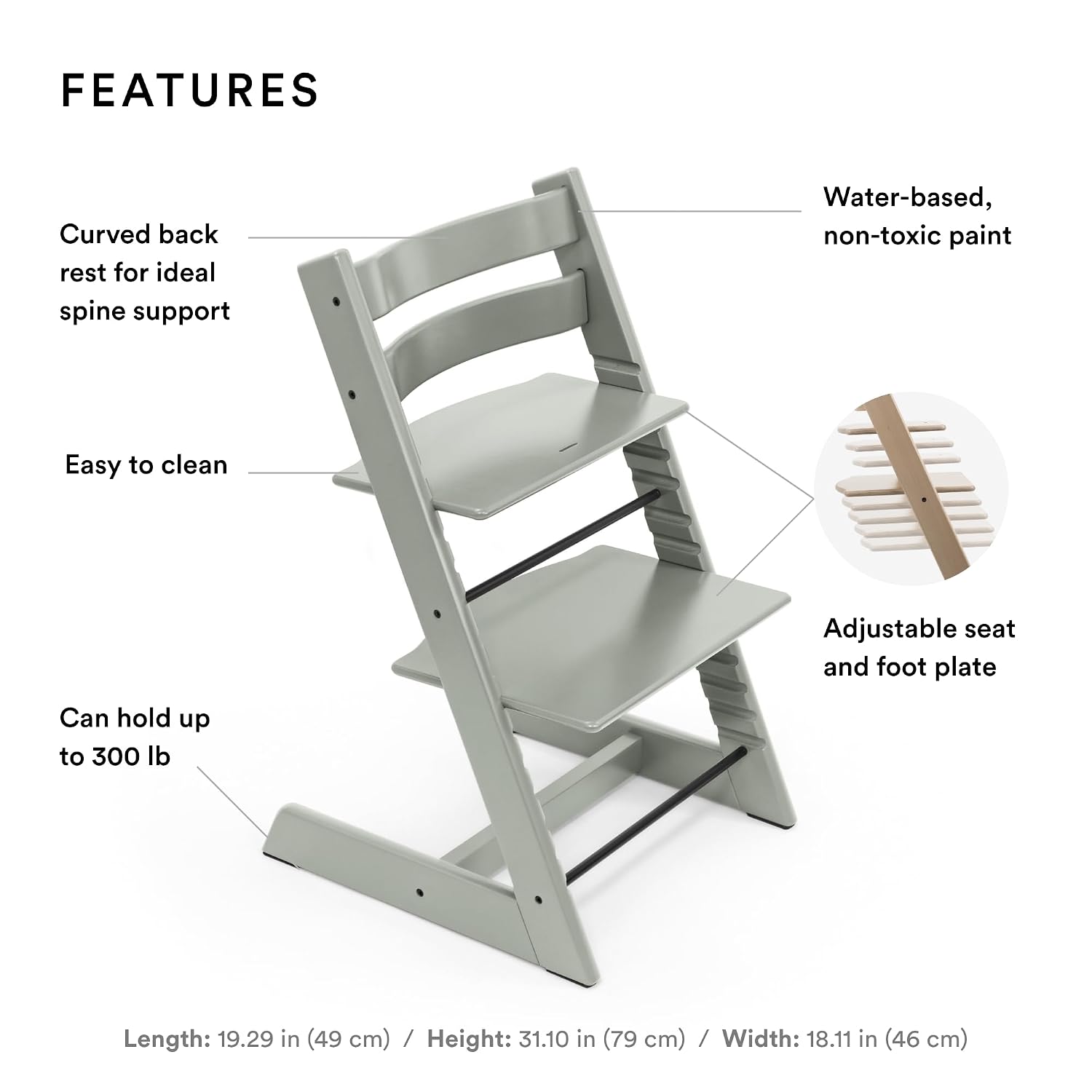 Tripp Trapp Chair from Stokke, Glacier Green - Adjustable, Convertible Chair for Toddlers, Children & Adults - Convenient, Comfortable & Ergonomic - Classic Design