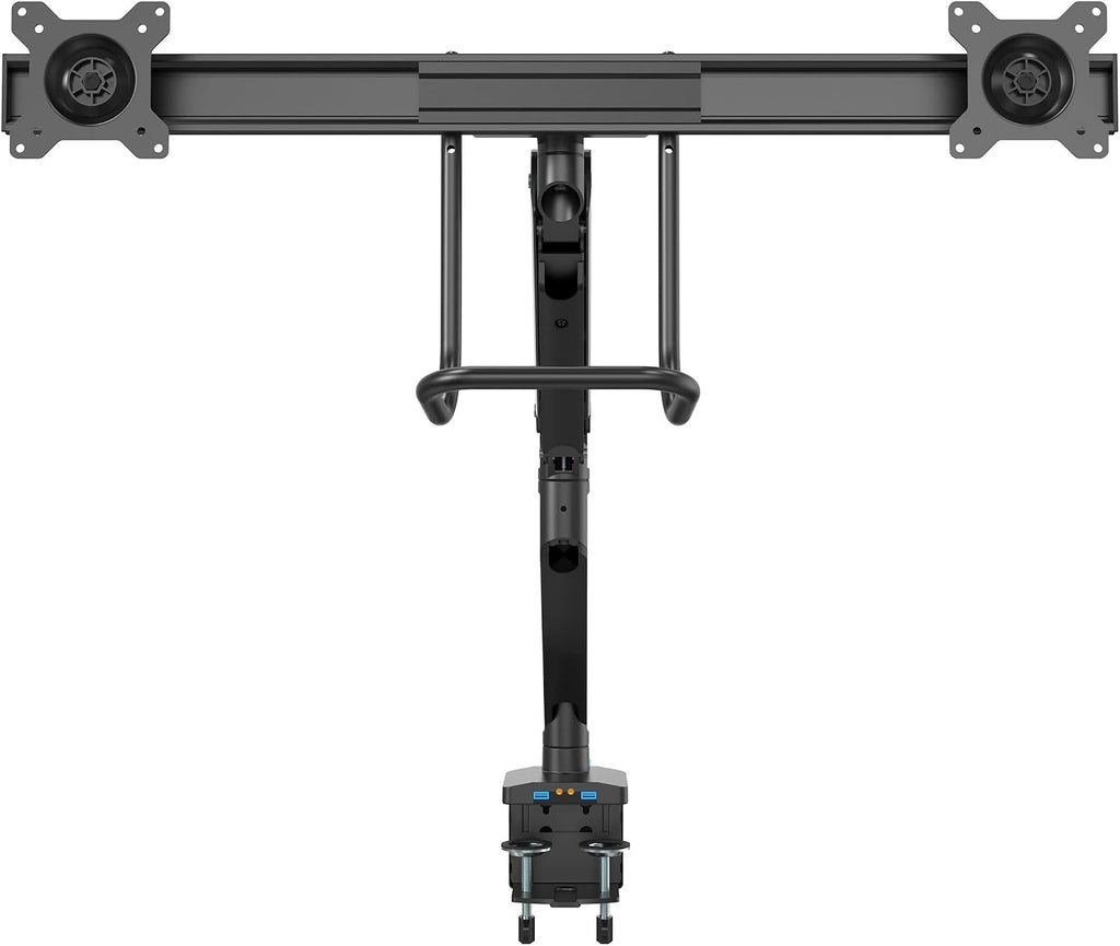 StarTech.com Desk Mount Dual Monitor Arm with USB & Audio - Slim Adjustable Dual Monitor VESA Mount for up to 32' (17.6lb/8kg) Displays - Ergonomic Articulating - C-Clamp/Grommet (ARMSLIMDUAL2USB3)