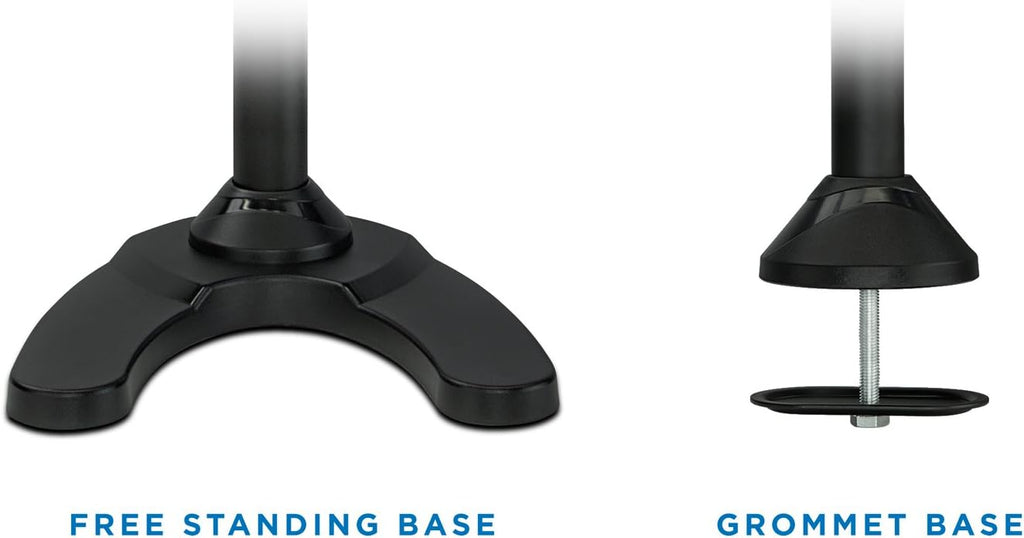 Mount-It! Dual Monitor Stand for Desk, Adjustable Monitor Stand for 2 Screens up to 27', 22 lbs Each, VESA 75x75 100x100, Full Motion Arms, Free Standing Base or Grommet Mount, MI-792