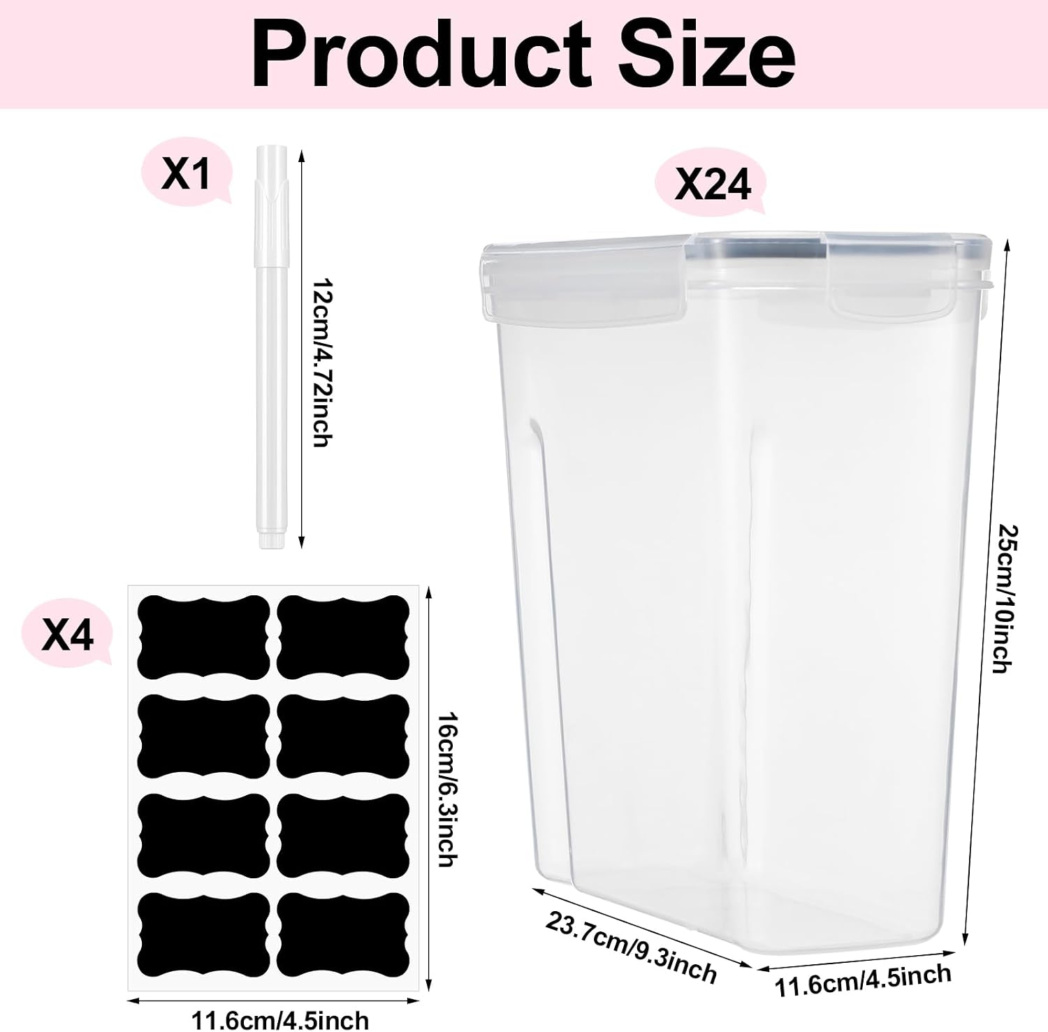 Blushtier 24 Pcs Large Filament Storage Box with Lids 3D Printer Dryer Clear Box Portable Storage with Label for 3D Printing Filaments Sealing and Protection 9.76 * 9.64 * 4.5inch