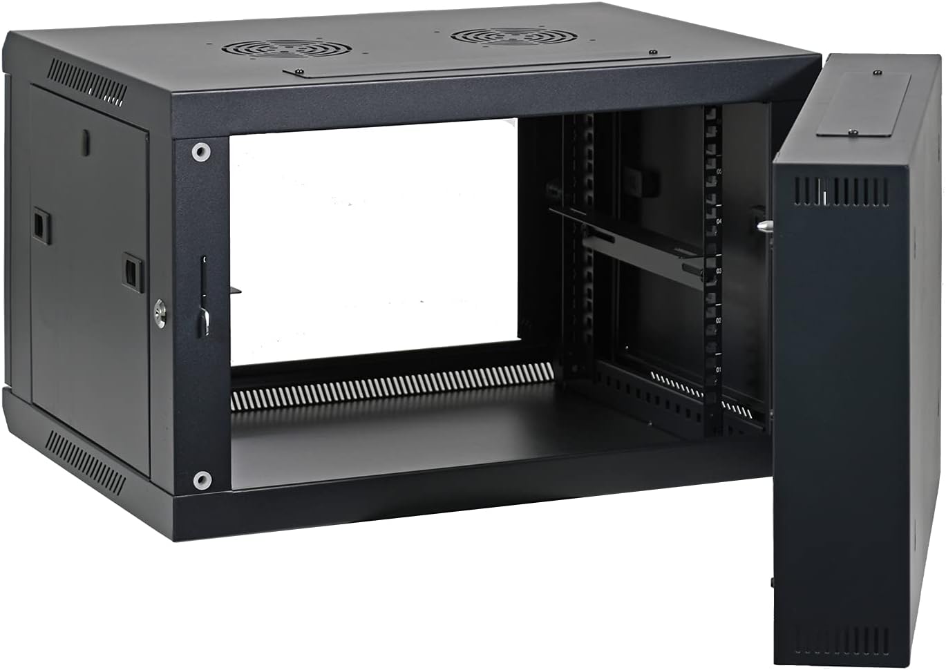 AEONS 6U Professional Wall Mount IT Cabinet Enclosure Double Section Hinged Swing Out 19-Inch Server Network Rack with Vented Door 22-Inches Deep Black (Fully Assembled)