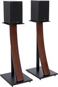 EXIMUS One Pair Fixed Height Universal Speaker Floor Stands with Real Wood - Espresso - 290 Series