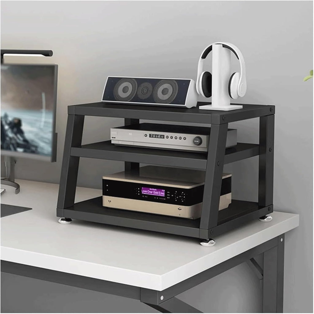Audio Rack 2/3/4 Tier Stereo Rack Audio Equipment Rack Wooden Audio Rack Cabinet Open Trapezoidal HiFi Rack Strong Stereo Shelf(Nero,40x35x35.5cm)