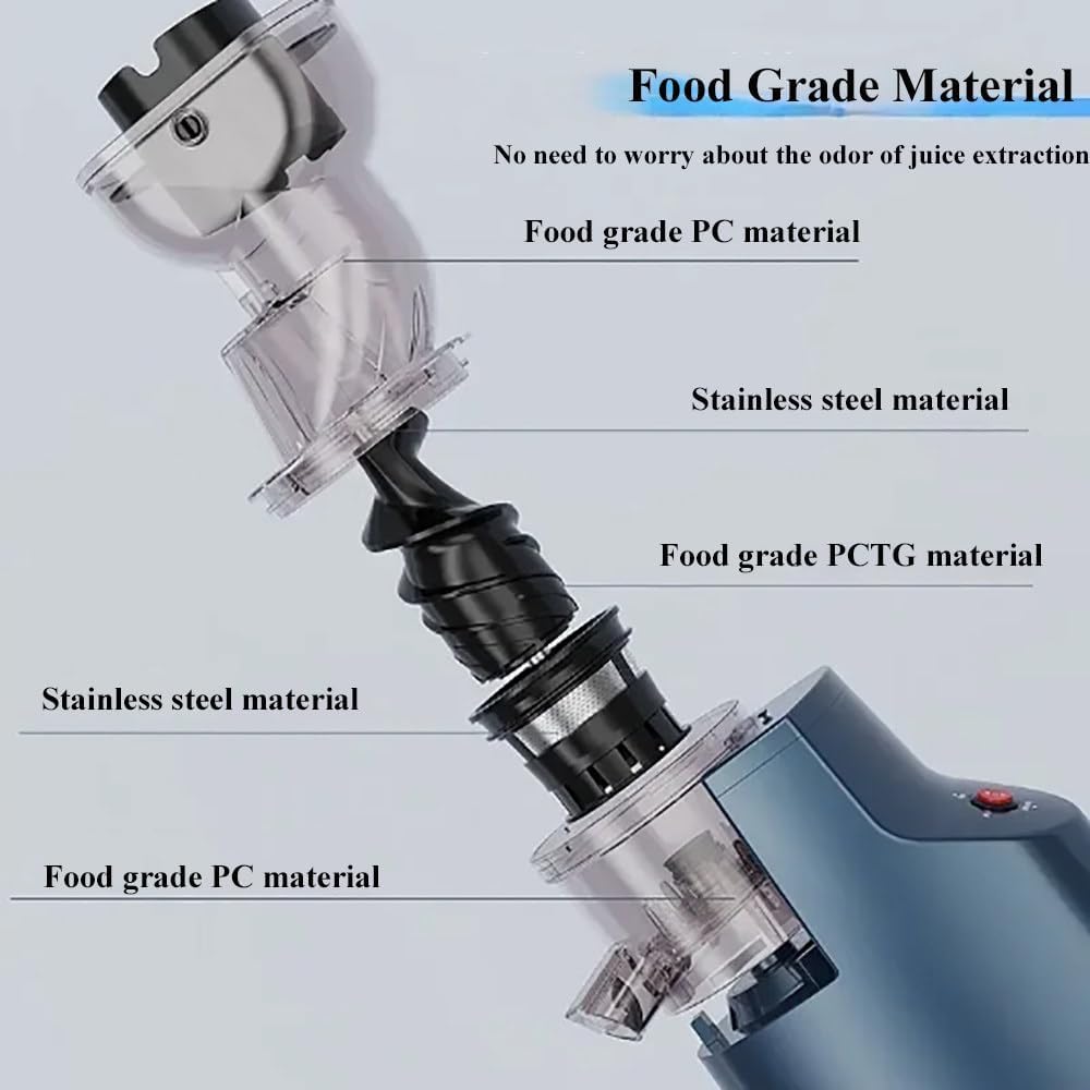 Slow Masticating Juicer,Cold Press Juicer With 90mm Extra Large Feed Chute,480 Horizontal Mesh Design,360° Self Feeding Masticating Juicer,For Whole Fruit,Easy To Clean,Blue