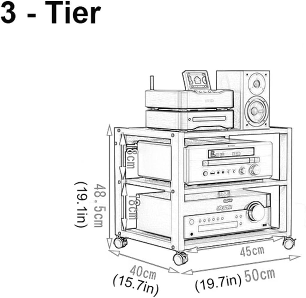 Modern 3-Tier Wooden Corner Media Stand - CD Player Storage Cabinet, Entertainment Shelf for Home, Office, Living Room, Theater - Stylish Stereo Component Display Unit