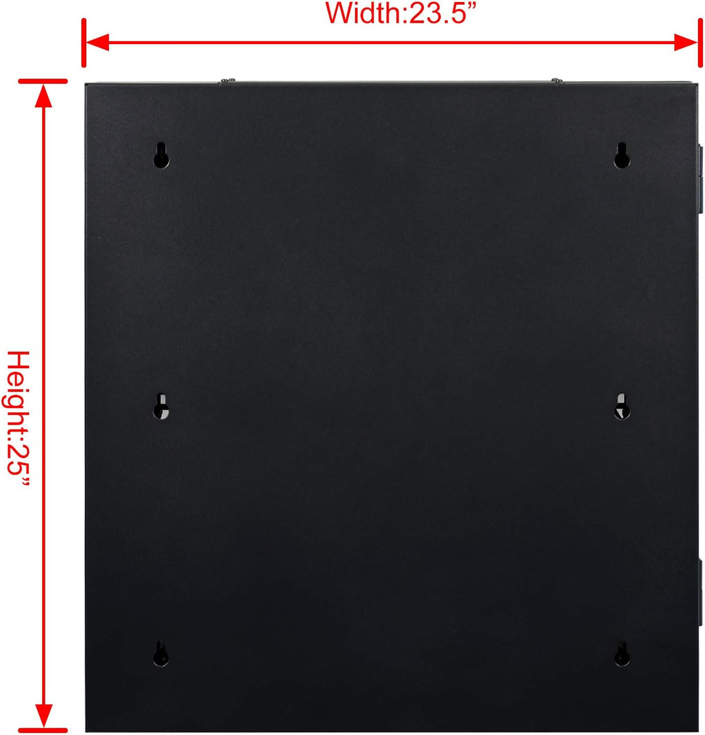 AEONS 12U Professional Wall Mount Server Cabinet Enclosure Double Section Hinged Swing Out 19-Inch Server Network Rack Locking Glass Door 22-Inches Deep Black (Fully Assembled)