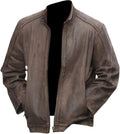 Mens Jason Bourne Brown Leather Jacket | MATT Motorcycle Leather Jacket