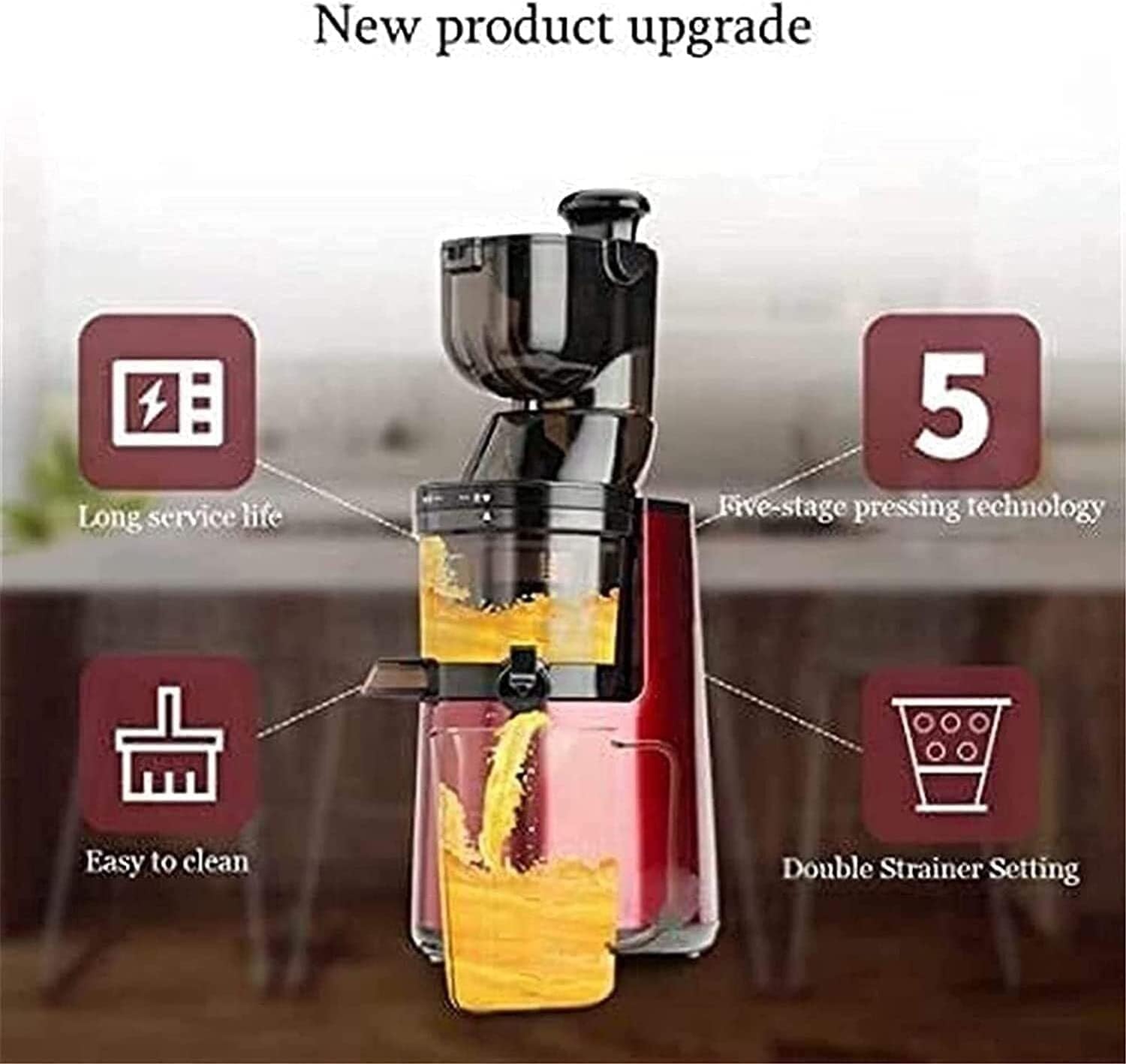 Masticating Juicer Machines- Slow Extractor with Wide Chute Big Feeding Mouth, Easy to Clean- Cold Press Juice Maker