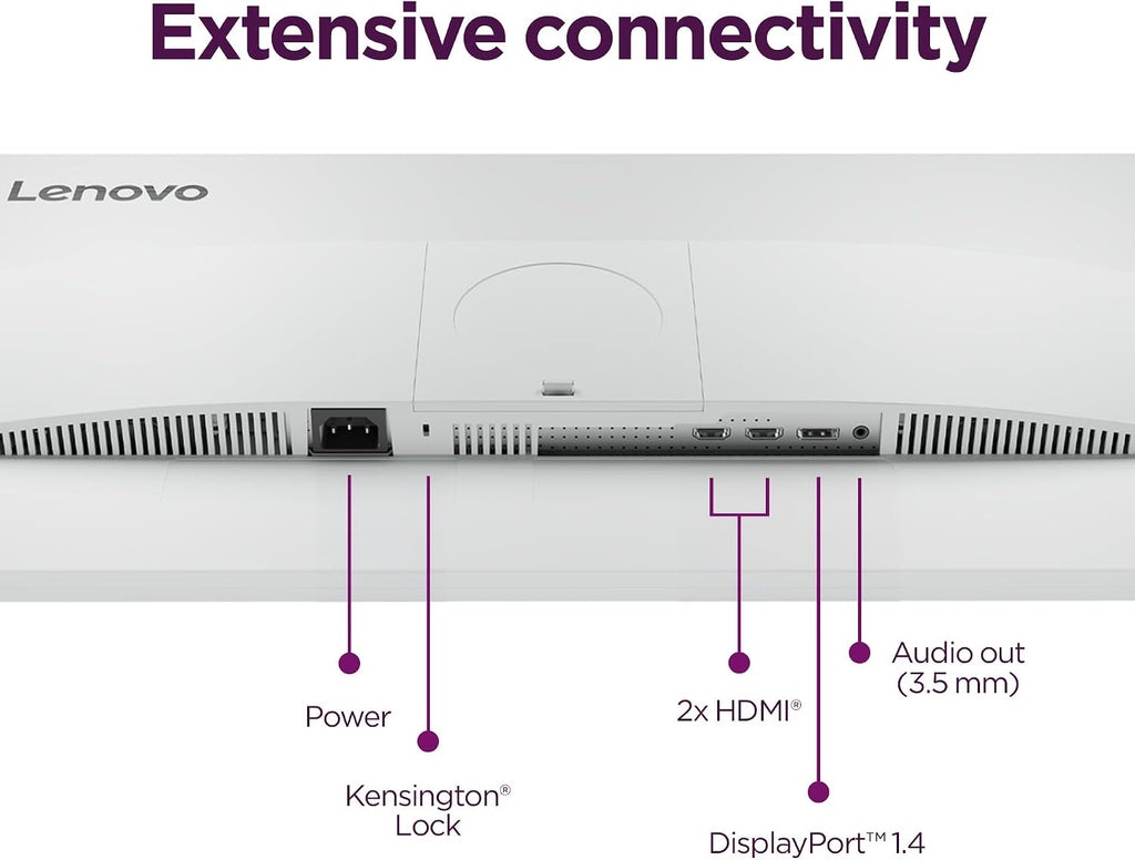 Lenovo L27q-4a - Everyday Monitor - 27' QHD IPS Display - 100Hz Refresh Rate - MaxxAudio® Tuned Speakers - VESA MediaSync - 1ms MPRT - Cloud Grey - Tilt Stand