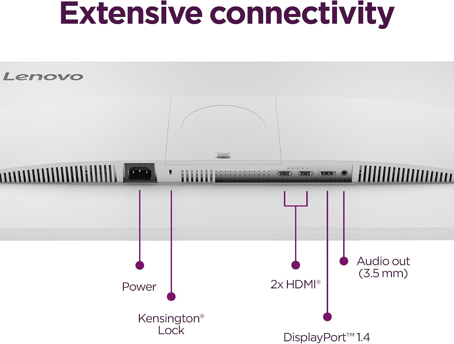 Lenovo L27q-4a - Everyday Monitor - 27' QHD IPS Display - 100Hz Refresh Rate - MaxxAudio® Tuned Speakers - VESA MediaSync - 1ms MPRT - Cloud Grey - Tilt Stand