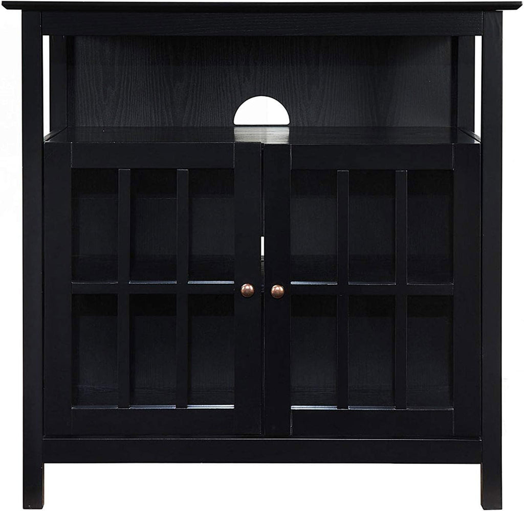 Convenience Concepts Big Sur Highboy TV Stand 36' - Modern Entertainment Center For TVs up to 40', Storage Cabinet for Dining, Living Room, & Entryway, Console Hall Table with Shelves, Black