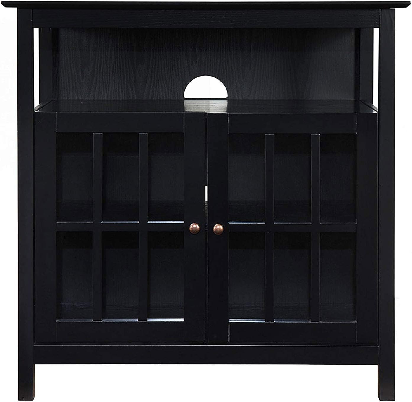 Convenience Concepts Big Sur Highboy TV Stand 36' - Modern Entertainment Center For TVs up to 40', Storage Cabinet for Dining, Living Room, & Entryway, Console Hall Table with Shelves, Black