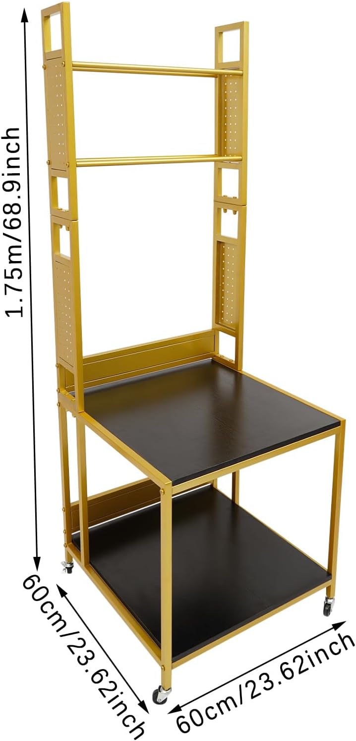 3D Printer Stand with Double Layer,3D Printer Filament Storage Rack-Heavy Duty Mobile Printer Table with Wheels for 3D Printing Station, Office, Workshop (Gold)