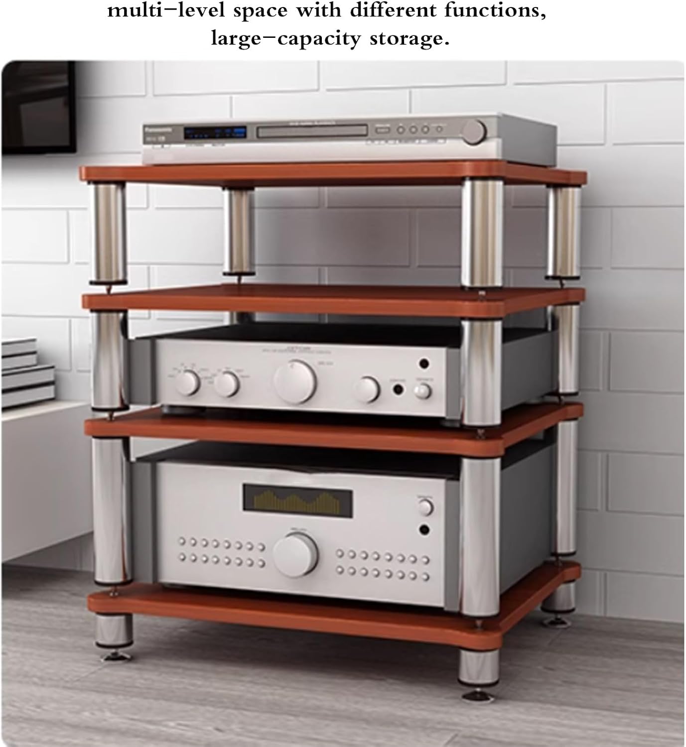 Professional Hi-Fi Rack Amplifier Stand AV Equipment Shelf, 2/3/4-Tier Audio Storage Cabinet with Anti-Vibration Feet for Receiver Turntable Speaker Home Theater(White,60 * 48 * 80cm(4Tier))