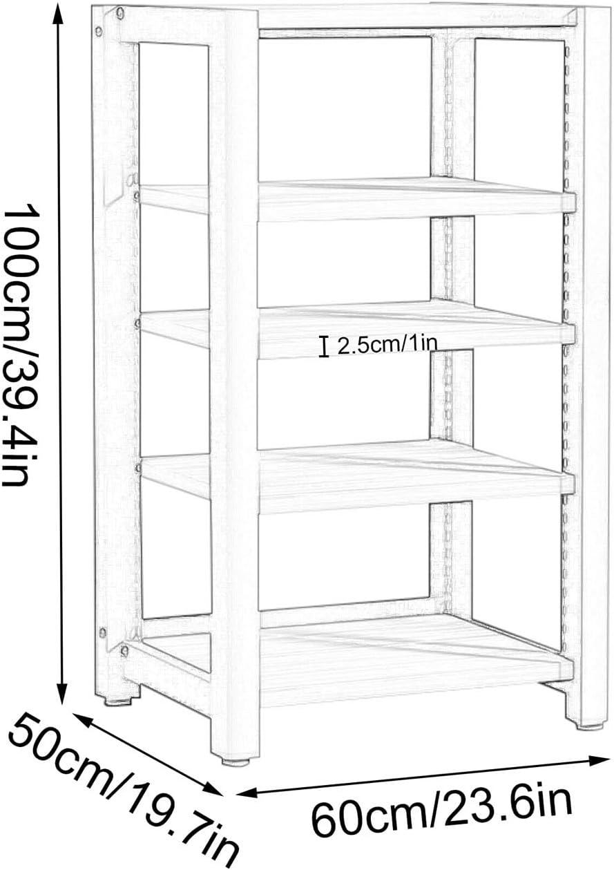 SOBS Media Storage Cabinet, Adjustable 5-Tier Wooden Shelves Audio Video Media Stand Component Cabinet and Stereo Rack Audio Tower Stand for Home/Office/Theater