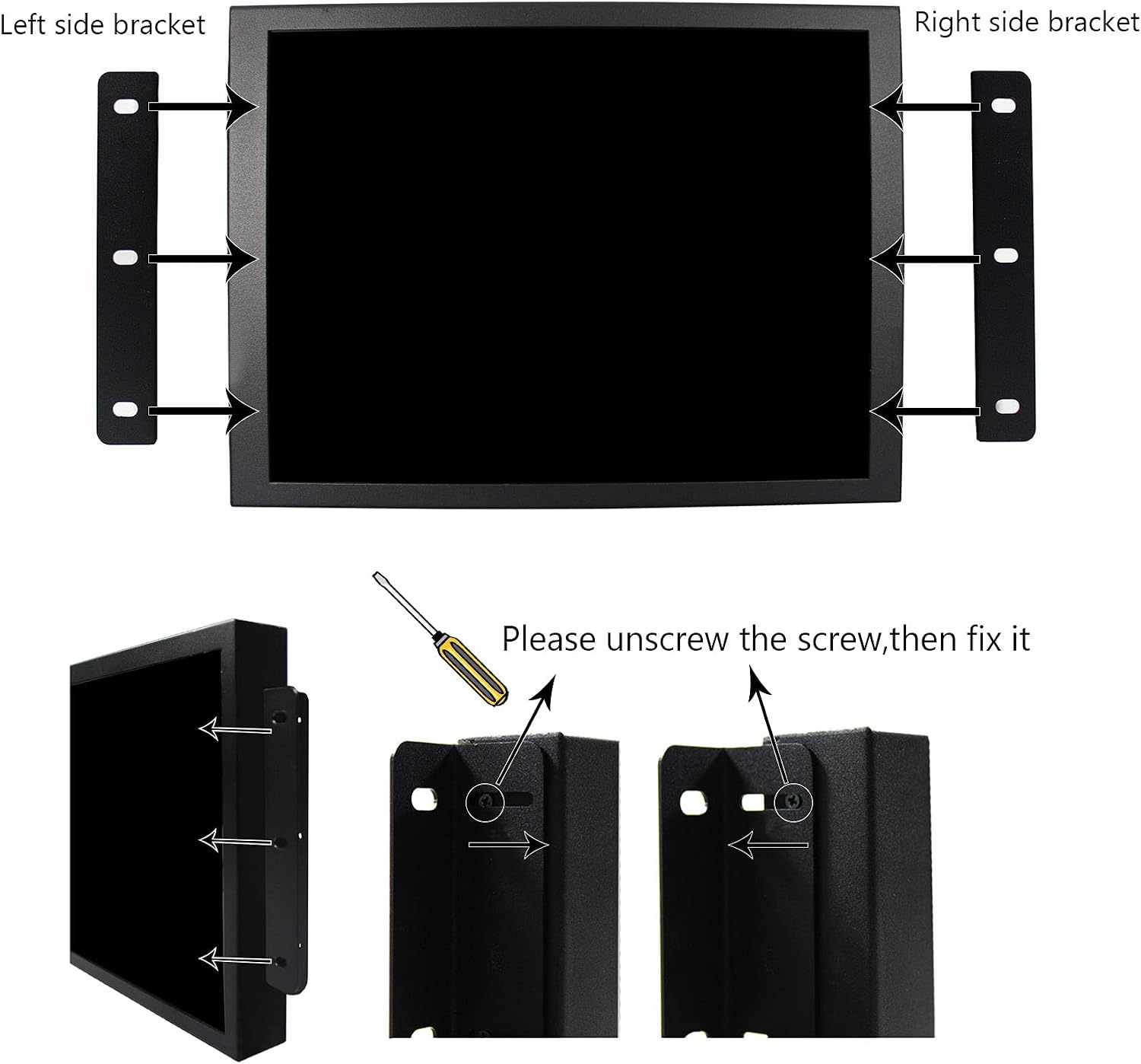 VSDISPLAY 12.1 Inch 10 Points Touch Screen Industrial LCD Monitor 1024x768 4:3 Aspect Ratio Display with Wall Mounting Brackets,Supports VGA DVI Input