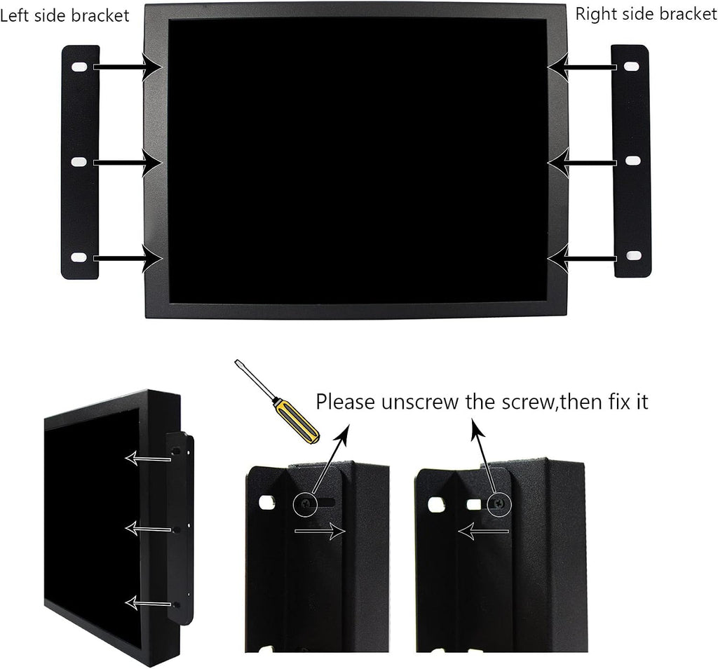 VSDISPLAY Portable Industrial Monitor with Dual Speakers,12.1 inch 800x600 4:3 700nits TFT LCD Touch Screen Monitor VS121ZJ01,Metal Shell, DVI VGA Ports