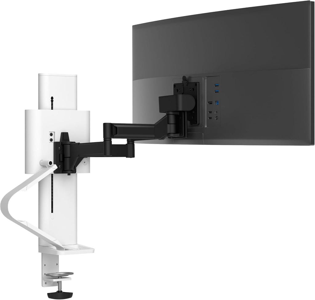 Ergotron – Trace™ Single Monitor Arm, VESA Desk Mount – for Monitors Up to 38 Inches, 6.5 to 21.5 lbs – White