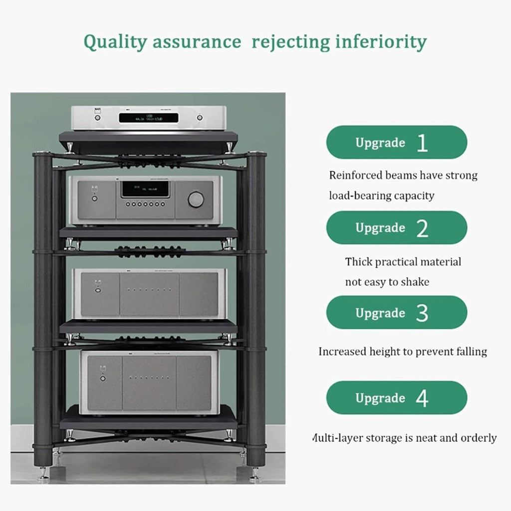 Audio Rack Stainless Steel Stereo Rack Audio Equipment Rack Audio Open Rack Cabinet Audio-Video Shelving with Shock-Absorbing Feet(Silver,2 Tier)