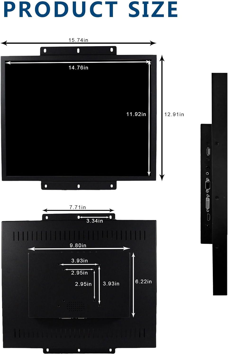 VSDISPLAY 19'' 1280x1024 IPS LCD Touchscreen Monitor 4:3 with VGA DVI Input for DIY Gaming/PC/Industrial Extra Display